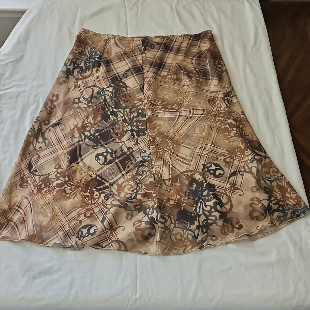 Women's J. Jill Elegant Brown Patterned Skirt